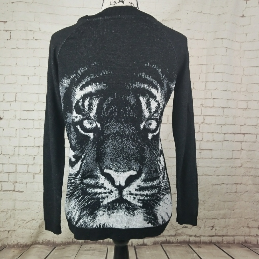 Black and White Tiger Cardigan Sweater Size XS